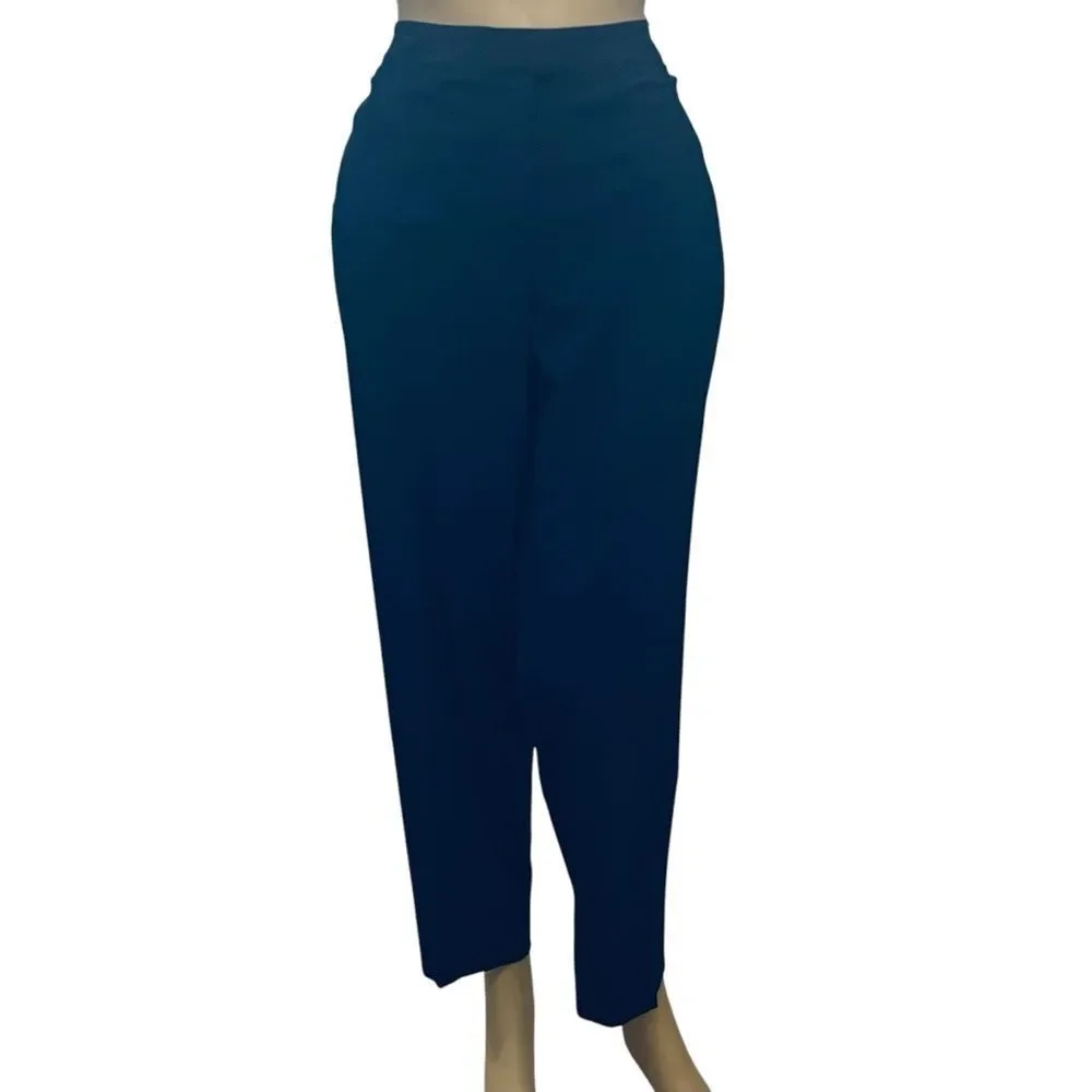 Piazza Sempione Italian Brigirre Virgin Wool Crop Dress Pants Blue